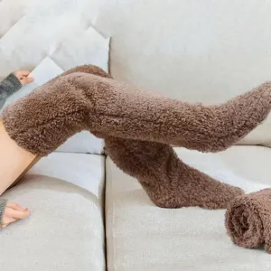 Thigh High Fuzzy Socks - Over Knee Boot Stocking Leg Warmers for Women and Kids