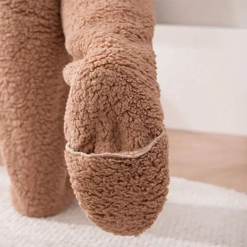 Thigh High Fuzzy Socks - Over Knee Boot Stocking Leg Warmers for Women and Kids