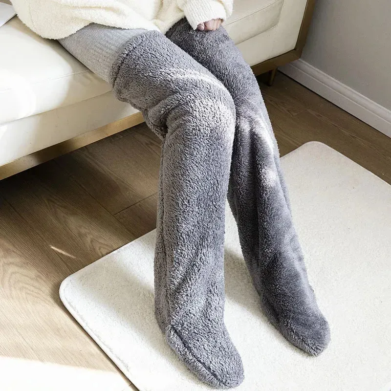 Thigh High Fuzzy Socks - Over Knee Boot Stocking Leg Warmers for Women and Kids