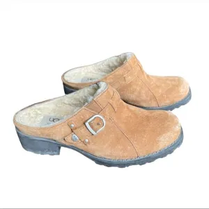 Ugg Lila Sheepskin chestnut Suede Mule clogs 7