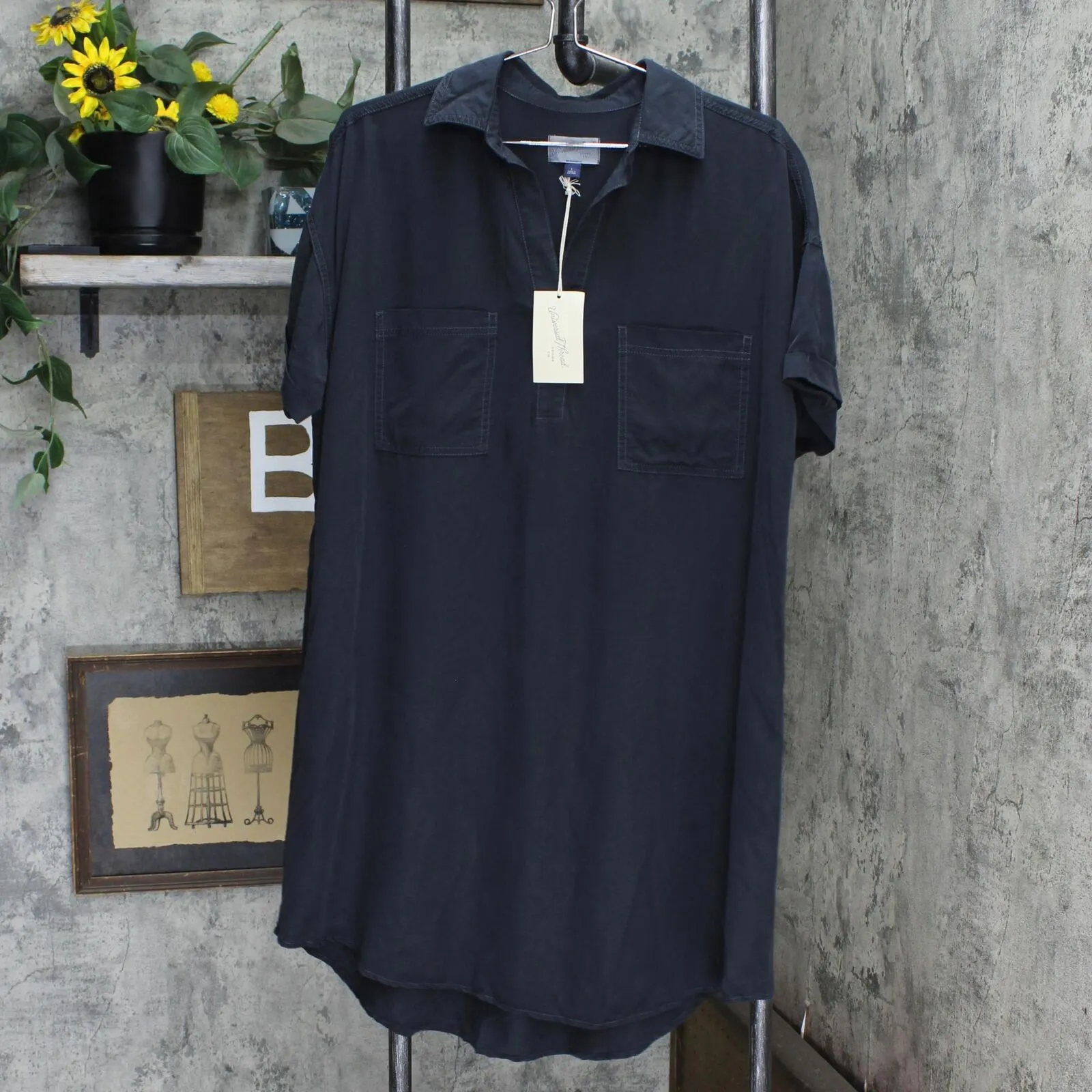 Universal Thread Women's Short Sleeve Shirtdress 00547554 Navy Blue L