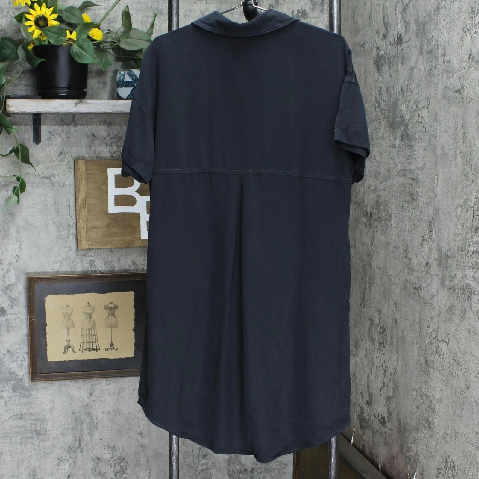 Universal Thread Women's Short Sleeve Shirtdress 00547554 Navy Blue L