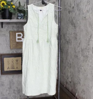 Universal Thread Women's Sleeveless Linen Tie-Front Dress Green S