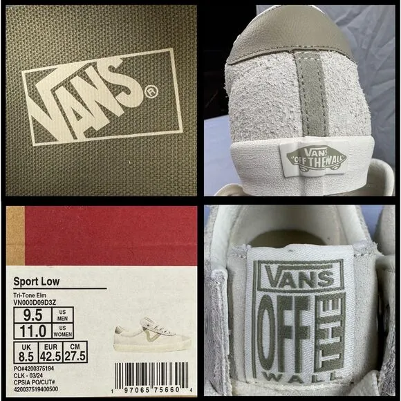 Vans Mens Sneakers Sport Low Top Tri-Tone Elm Suede Leather Accent 9.5 Retro New