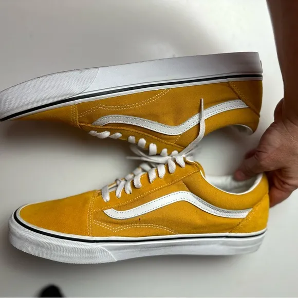 Vans Old Skool Mustard Yellow White Paneled Calf Suede Lace Up Sneakers Size 12