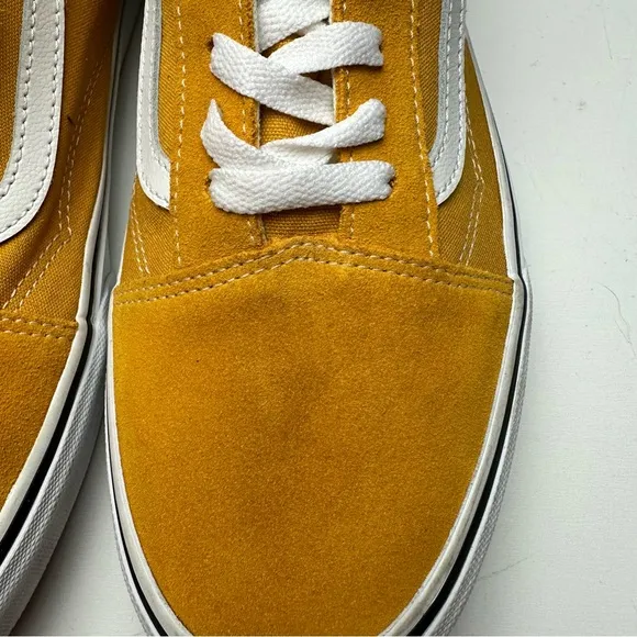 Vans Old Skool Mustard Yellow White Paneled Calf Suede Lace Up Sneakers Size 12