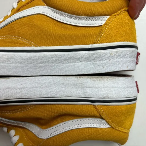 Vans Old Skool Mustard Yellow White Paneled Calf Suede Lace Up Sneakers Size 12