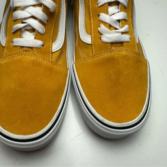 Vans Old Skool Mustard Yellow White Paneled Calf Suede Lace Up Sneakers Size 12