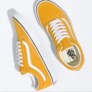 Vans Old Skool Mustard Yellow White Paneled Calf Suede Lace Up Sneakers Size 12