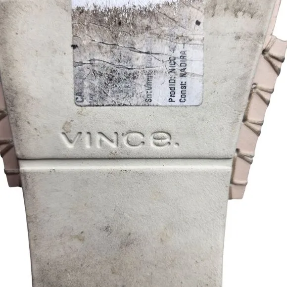 Vince Nico women's off white leather cross flat slip on casual sandals Size 6.5