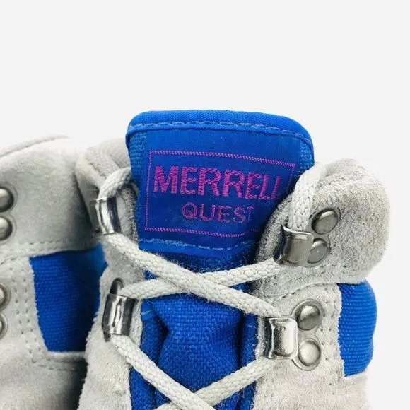 Vintage Merrell Quest Womens Size 5.5 Boots Gray Blue Suede Hiking Trail‎ Boots